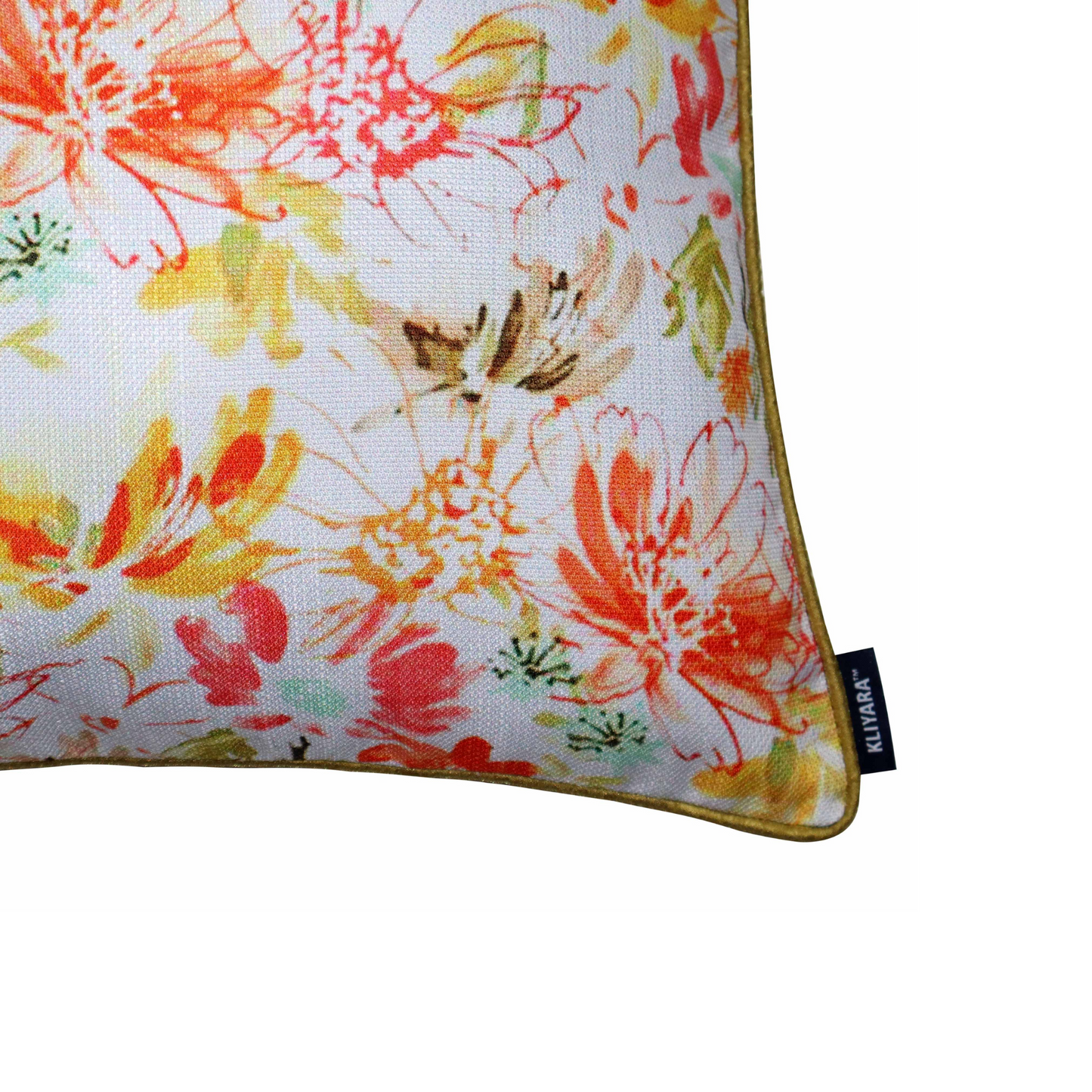 Cushion Cover with Floral Design and Durable Zipper 16x16 Inch