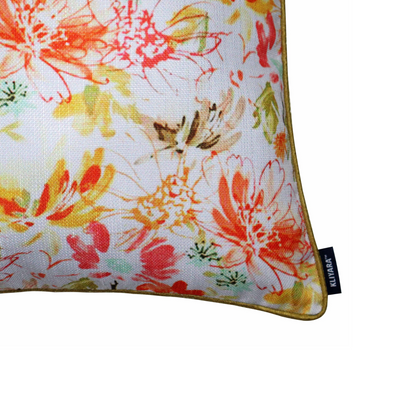 Cushion Cover with Floral Design and Durable Zipper 16x16 Inch