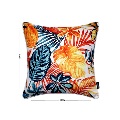 Tropical Multicolor Leaf Cushion Cover – Vibrant Print, 16x16 Inch