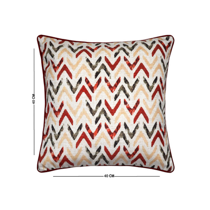 Chevron Pattern Cushion Cover – Warm Tones 16x16 Inch