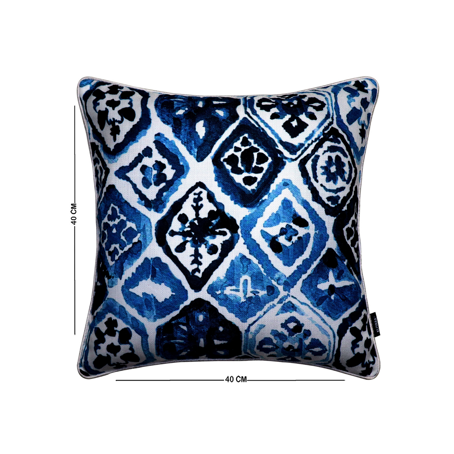 Blue Moroccan Tile Cushion Cover – Poly Jute Metty & Cotton Duck, 16x16 Inch
