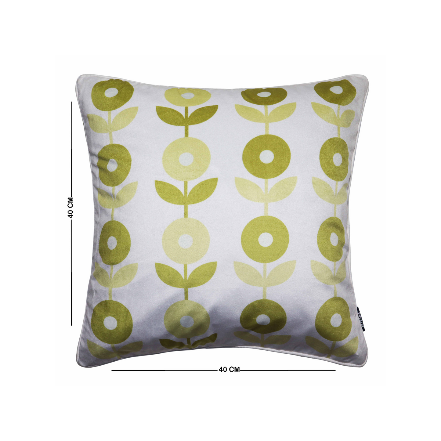 Pastel Green Floral Cushion Cover | Modern Decorative Throw Pillow Case with Retro Flower Print | Soft Velvet Front & Cotton Back | Durable YKK Zipper | 16x16 Inch