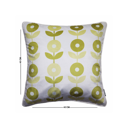 Pastel Green Floral Cushion Cover | Modern Decorative Throw Pillow Case with Retro Flower Print | Soft Velvet Front & Cotton Back | Durable YKK Zipper | 16x16 Inch