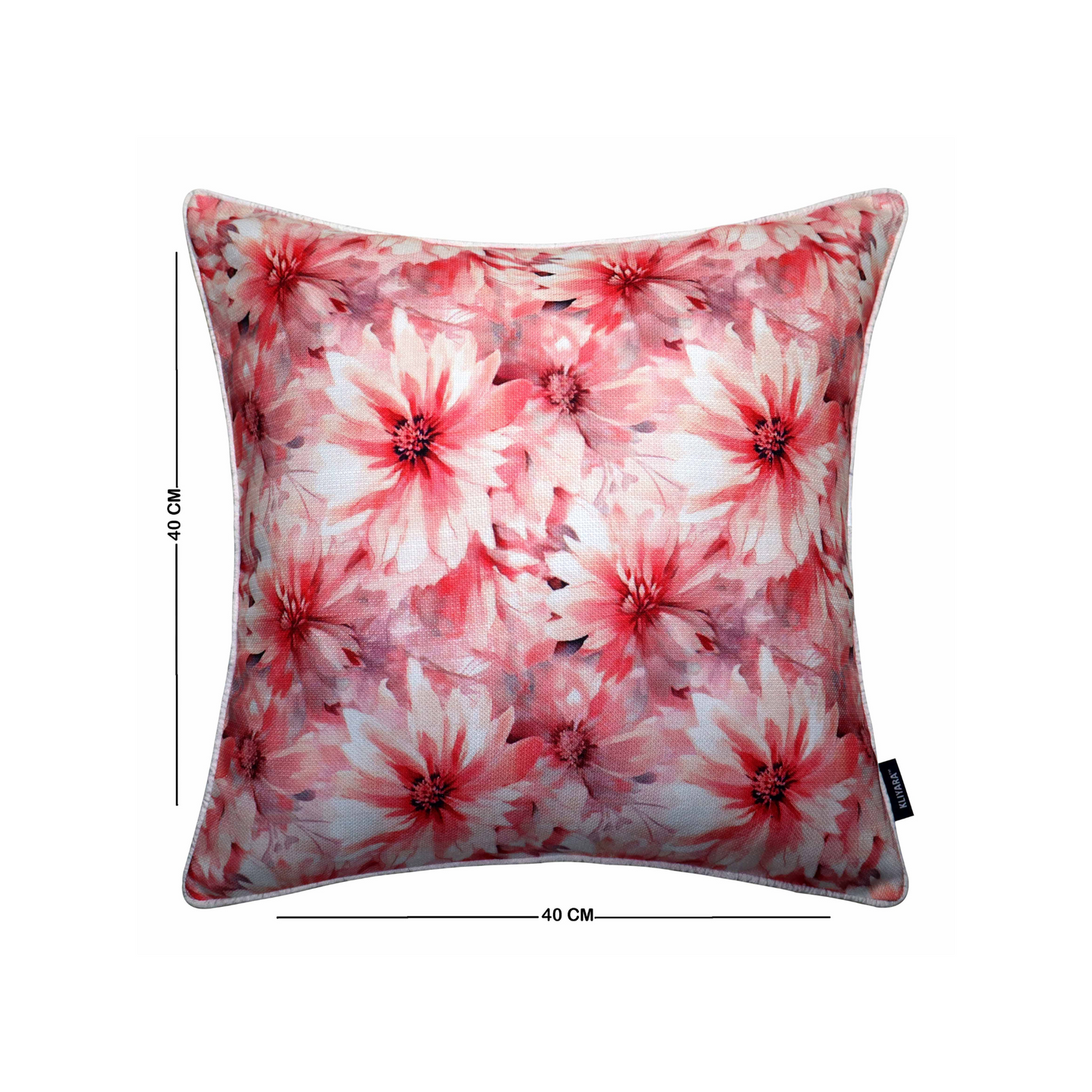 Rust Floral Cushion Cover – Textured Poly Jute Front 16x16 Inch