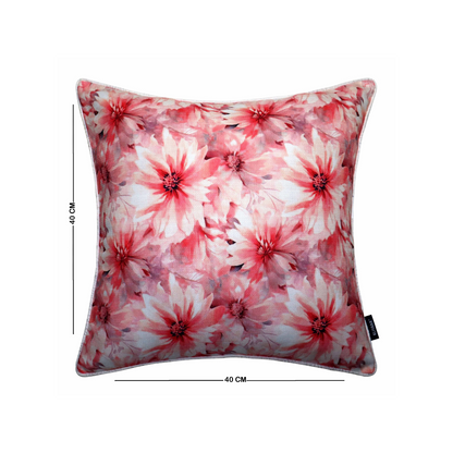 Rust Floral Cushion Cover – Textured Poly Jute Front 16x16 Inch