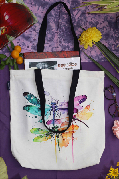 Watercolor Dragonflies Cotton Tote Bag – Artistic & Eco-Friendly